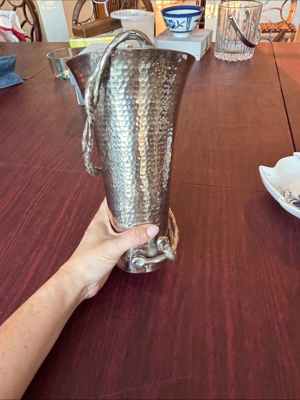 Michael Aram Wisteria Hammered Metal Vase - Silver Tone